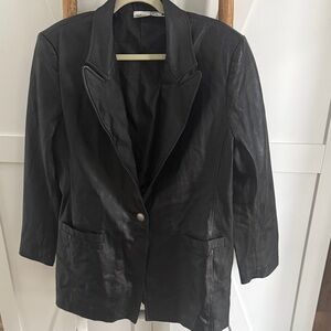 Leather Black Women's Blazer. Size 16. Classic Vintage.